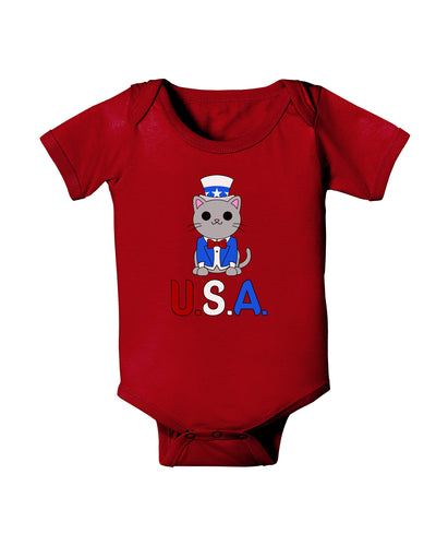 Patriotic Cat - USA Baby Bodysuit Dark by TooLoud-Baby Romper-TooLoud-Red-06-Months-Davson Sales