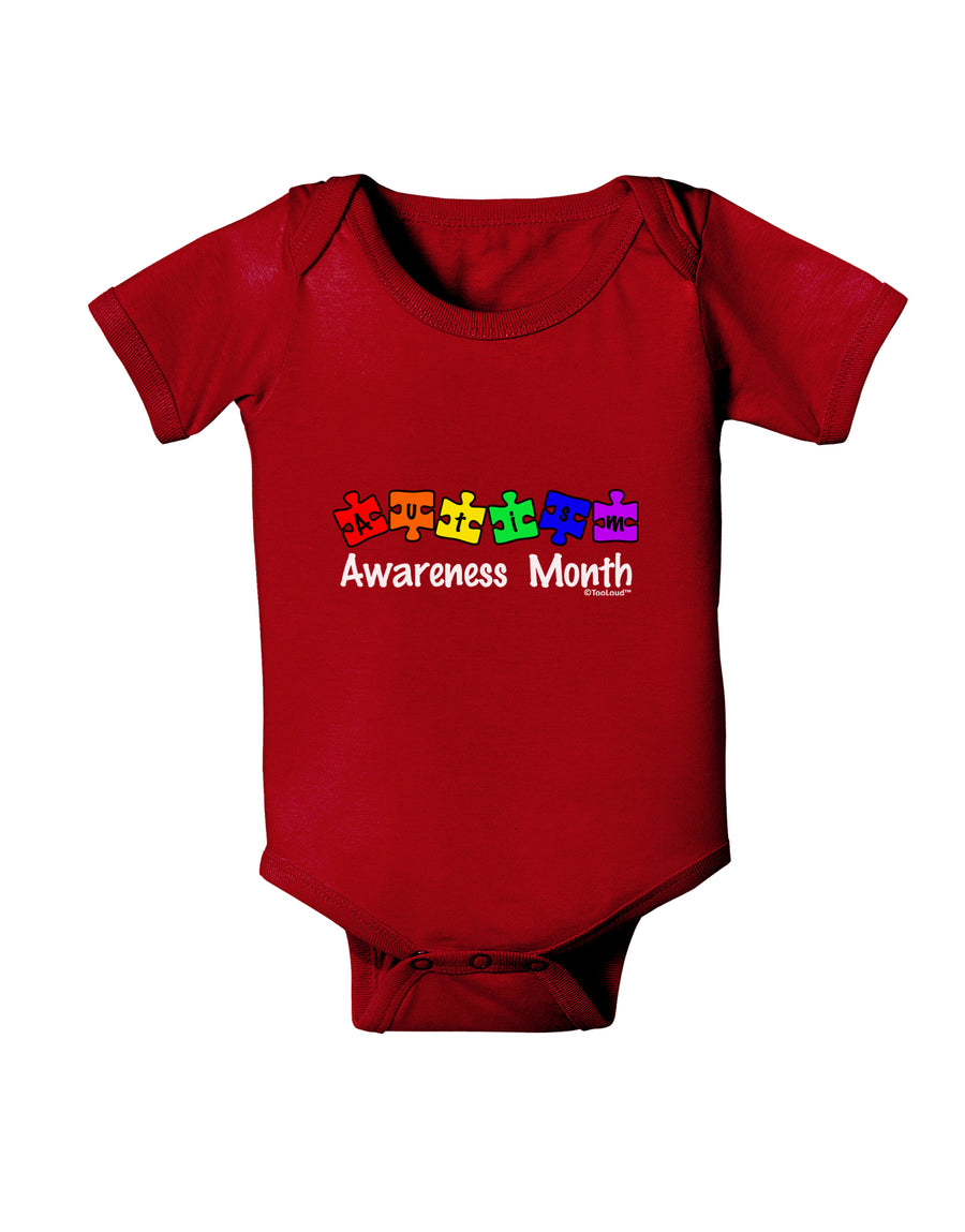 Autism Awareness Month - Colorful Puzzle Pieces Baby Bodysuit Dark by TooLoud-Baby Romper-TooLoud-Black-06-Months-Davson Sales