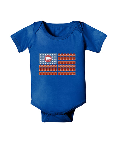 American Bacon Flag Baby Bodysuit Dark-Baby Romper-TooLoud-Royal-Blue-06-Months-Davson Sales