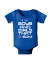 I Heart Boys and Girls That Heart EDM Baby Bodysuit Dark-Baby Romper-TooLoud-Royal-Blue-06-Months-Davson Sales