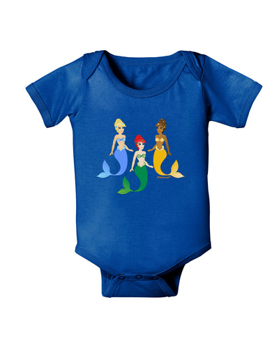 Three Mermaids Baby Bodysuit Dark-Baby Romper-TooLoud-Royal-Blue-06-Months-Davson Sales