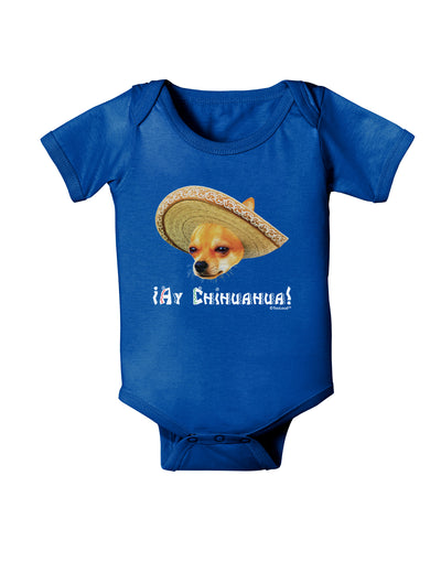 Chihuahua Dog with Sombrero - Ay Chihuahua Baby Bodysuit Dark by TooLoud-Baby Romper-TooLoud-Royal-Blue-06-Months-Davson Sales