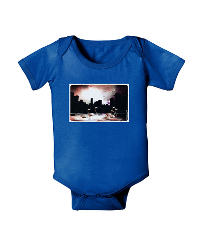 Nighttime Flamingos Baby Bodysuit Dark-Baby Romper-TooLoud-Royal-Blue-06-Months-Davson Sales