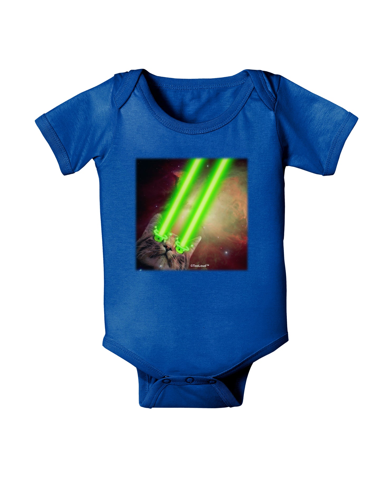 Laser Eyes Cat in Space Design Baby Bodysuit Dark by TooLoud-Baby Romper-TooLoud-Royal-Blue-06-Months-Davson Sales