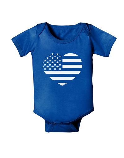 American Flag Heart Design - Stamp Style Baby Bodysuit Dark by TooLoud-Baby Romper-TooLoud-Royal-Blue-06-Months-Davson Sales