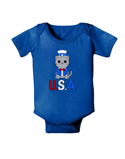 Patriotic Cat - USA Baby Bodysuit Dark by TooLoud-Baby Romper-TooLoud-Royal-Blue-06-Months-Davson Sales