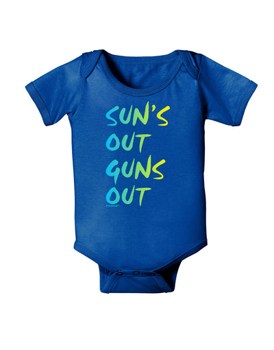 Suns Out Guns Out - Gradient Colors Baby Bodysuit Dark-Baby Romper-TooLoud-Royal-Blue-06-Months-Davson Sales