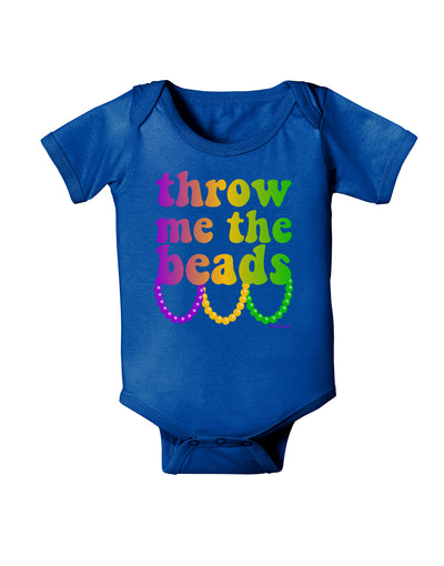 Throw Me The Beads - Mardi Gras Baby Bodysuit Dark by TooLoud-Baby Romper-TooLoud-Royal-Blue-06-Months-Davson Sales