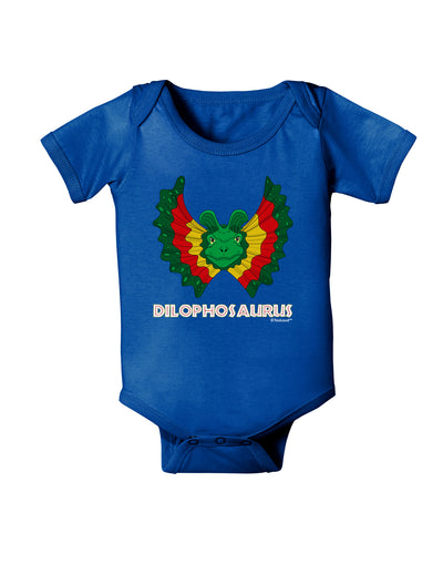 Dilophosaurus Design - Color - Text Baby Bodysuit Dark by TooLoud-Baby Romper-TooLoud-Royal-Blue-06-Months-Davson Sales