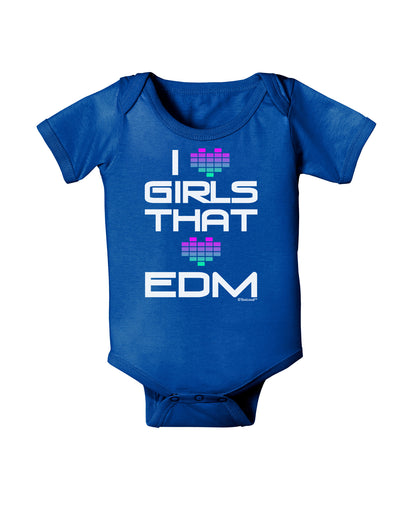 I Heart Girls That Heart EDM Baby Bodysuit Dark-Baby Romper-TooLoud-Royal-Blue-06-Months-Davson Sales