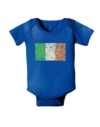 Distressed Irish Flag - Flag of Ireland Baby Bodysuit Dark-Baby Romper-TooLoud-Royal-Blue-06-Months-Davson Sales