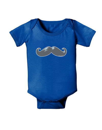 Big Gray Mustache Baby Bodysuit Dark-Baby Romper-TooLoud-Royal-Blue-06-Months-Davson Sales