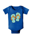 Striped Flip Flops - Teal and Orange Baby Bodysuit Dark-Baby Romper-TooLoud-Royal-Blue-06-Months-Davson Sales