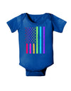 American Pride - Rainbow Flag Baby Bodysuit Dark-Baby Romper-TooLoud-Royal-Blue-06-Months-Davson Sales