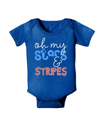 Oh My Stars and Stripes - Patriotic Design Baby Bodysuit Dark-Baby Romper-TooLoud-Royal-Blue-06-Months-Davson Sales