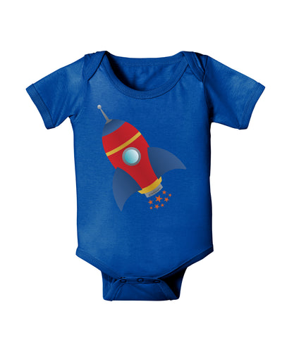 Space Rocket Ship and Stars Baby Bodysuit Dark by TooLoud-Baby Romper-TooLoud-Royal-Blue-06-Months-Davson Sales