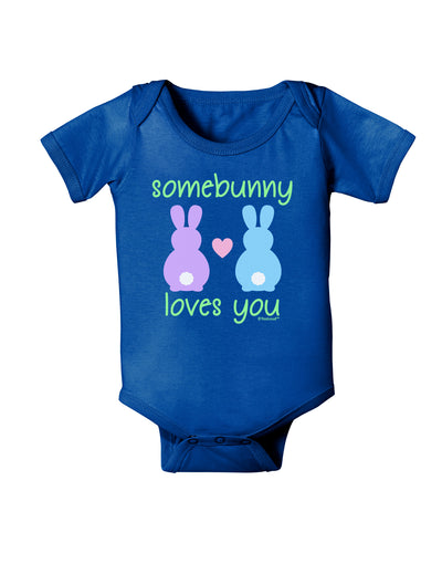 Somebunny Loves You Baby Bodysuit Dark by TooLoud-Baby Romper-TooLoud-Royal-Blue-06-Months-Davson Sales