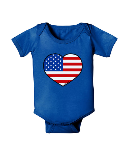 American Flag Heart Design Baby Bodysuit Dark by TooLoud-Baby Romper-TooLoud-Royal-Blue-06-Months-Davson Sales