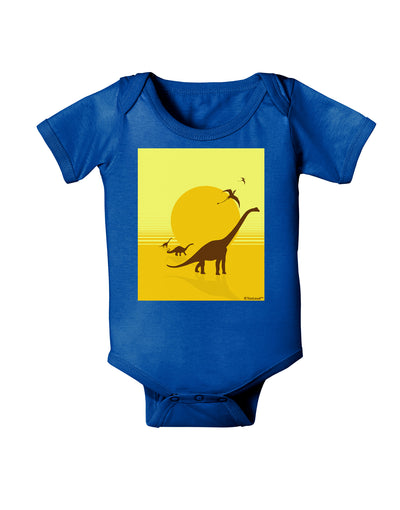 Brontosaurus and Pterodactyl Silhouettes with Sun Baby Bodysuit Dark by TooLoud-Baby Romper-TooLoud-Royal-Blue-06-Months-Davson Sales