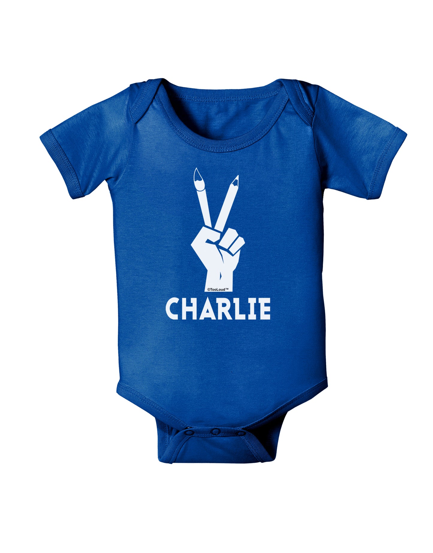 Hand Peace Sign - Charlie Design Baby Bodysuit Dark by TooLoud-Baby Romper-TooLoud-Royal-Blue-06-Months-Davson Sales