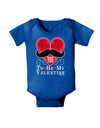 I Mustache You To Be My Valentine Baby Bodysuit Dark-Baby Romper-TooLoud-Royal-Blue-06-Months-Davson Sales