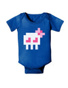 Retro 8-Bit Skull with Pink Bow Baby Bodysuit Dark-Baby Romper-TooLoud-Royal-Blue-06-Months-Davson Sales