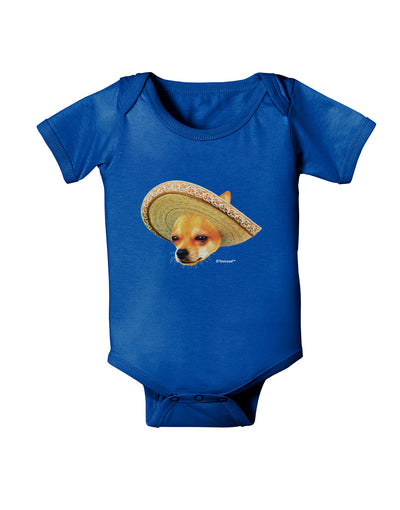 Chihuahua Dog with Sombrero - Patchwork Design Baby Bodysuit Dark by TooLoud-Baby Romper-TooLoud-Royal-Blue-06-Months-Davson Sales