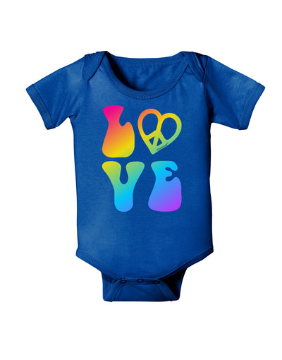 Peace and Love - Peace Heart Love Baby Bodysuit Dark-Baby Romper-TooLoud-Royal-Blue-06-Months-Davson Sales