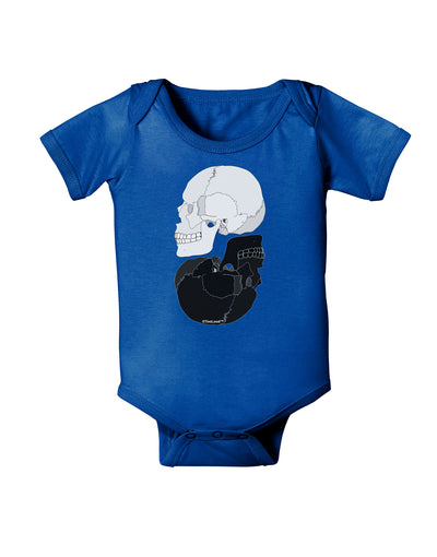 White And Black Inverted Skulls Baby Bodysuit Dark by TooLoud-Baby Romper-TooLoud-Royal-Blue-06-Months-Davson Sales