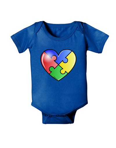 Big Puzzle Heart - Autism Awareness Baby Bodysuit Dark by TooLoud-Baby Romper-TooLoud-Royal-Blue-06-Months-Davson Sales