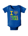 I Love Heart Mardi Gras Baby Bodysuit Dark-Baby Romper-TooLoud-Royal-Blue-06-Months-Davson Sales