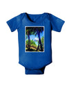 TooLoud Tropical Skyline Baby Bodysuit Dark-Baby Romper-TooLoud-Royal-Blue-06-Months-Davson Sales