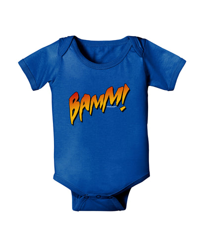 Onomatopoeia BAMM Baby Bodysuit Dark-Baby Romper-TooLoud-Royal-Blue-06-Months-Davson Sales