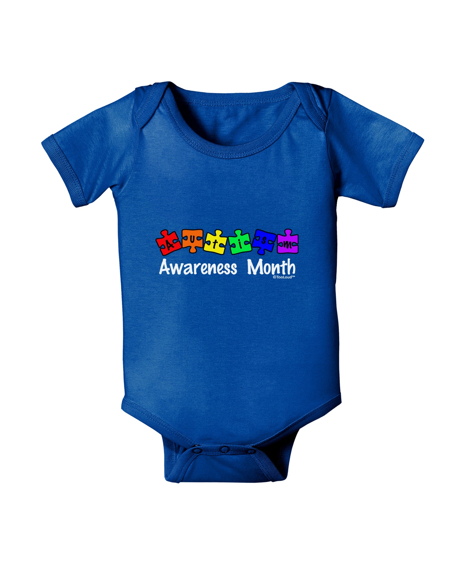 Autism Awareness Month - Colorful Puzzle Pieces Baby Bodysuit Dark by TooLoud-Baby Romper-TooLoud-Royal-Blue-06-Months-Davson Sales
