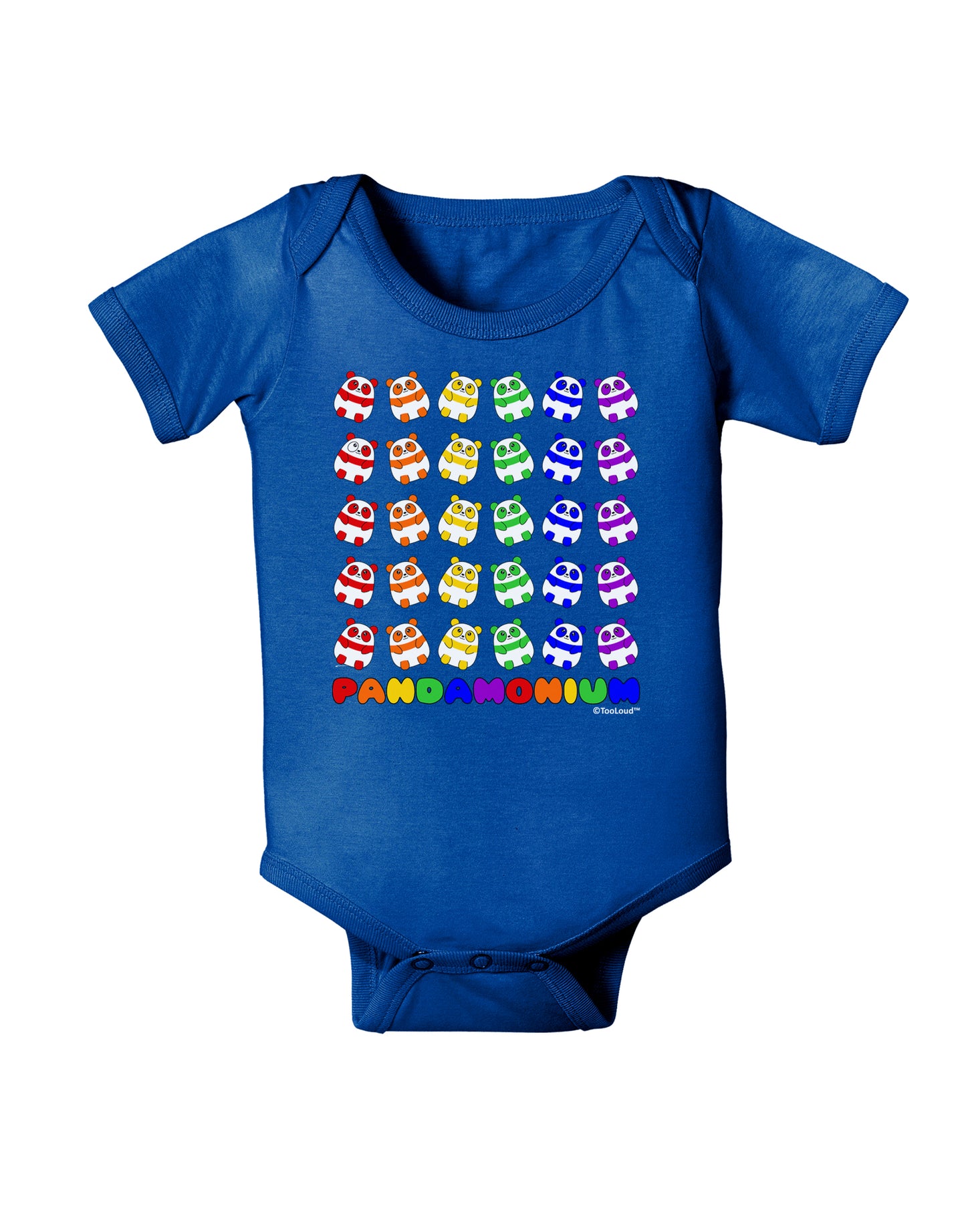 Pandamonium Rainbow Pandas Baby Bodysuit Dark by TooLoud-Baby Romper-TooLoud-Royal-Blue-06-Months-Davson Sales