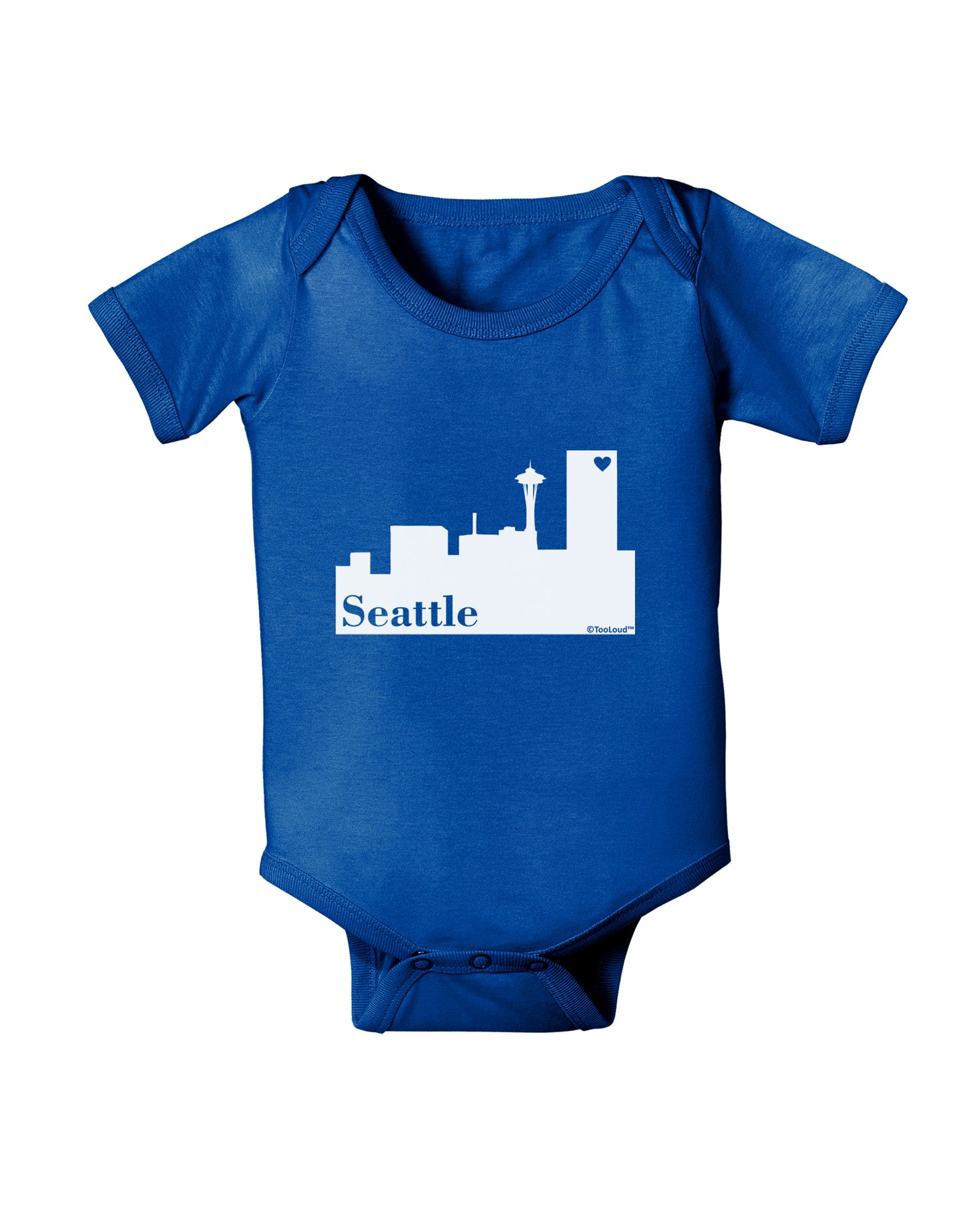 Seattle Skyline with Space Needle Baby Bodysuit Dark by TooLoud-Baby Romper-TooLoud-Royal-Blue-06-Months-Davson Sales