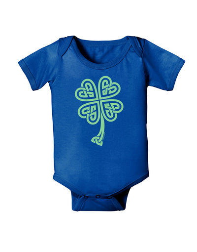Celtic Knot 4 Leaf Clover St Patricks Baby Bodysuit Dark-Baby Romper-TooLoud-Royal-Blue-06-Months-Davson Sales