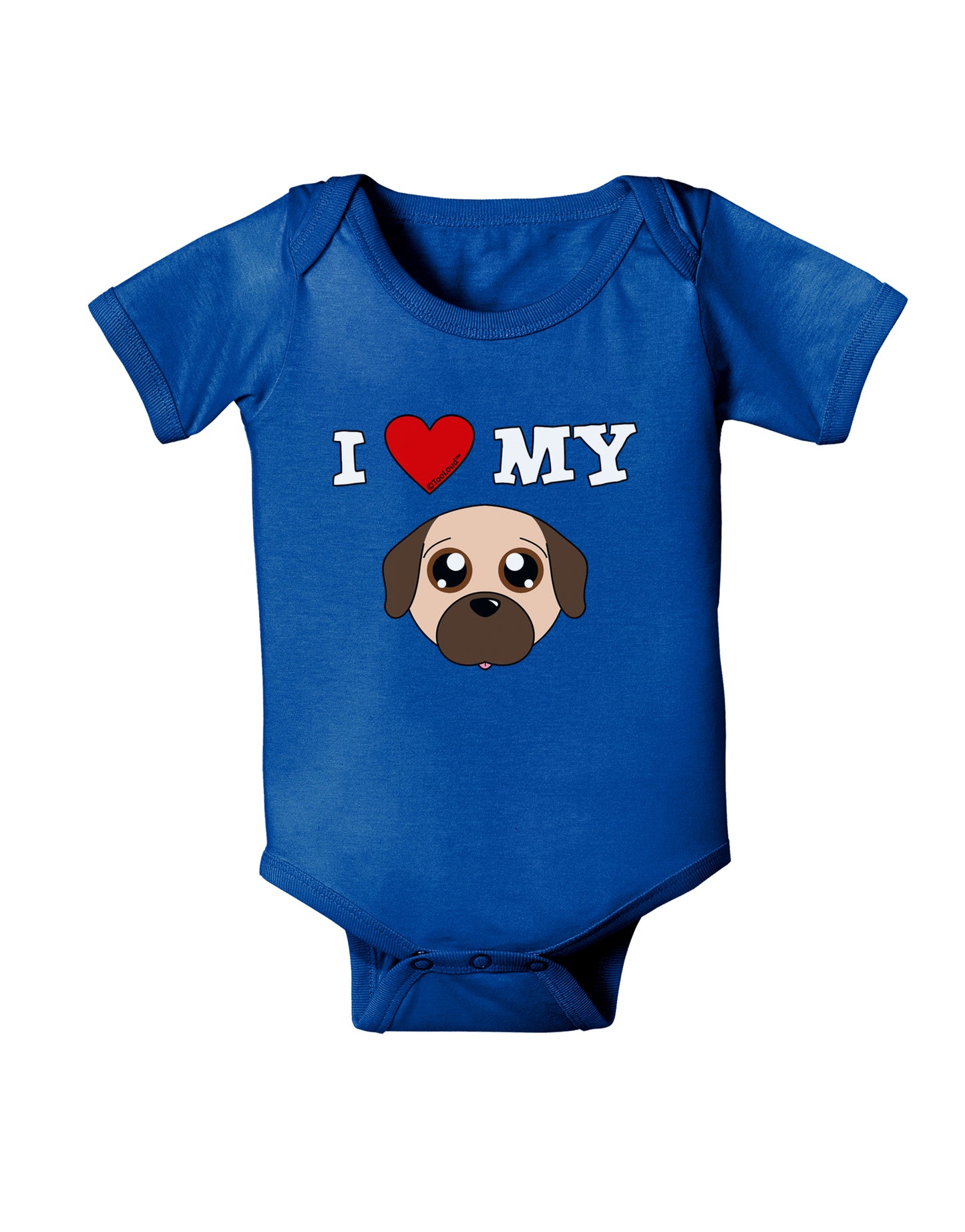 I Heart My - Cute Pug Dog - Fawn Baby Bodysuit Dark by TooLoud-Baby Romper-TooLoud-Royal-Blue-06-Months-Davson Sales