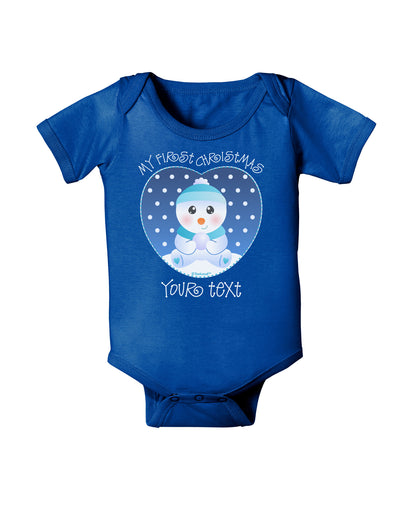 Personalized My First Christmas Snowbaby Blue Baby Bodysuit Dark-Baby Romper-TooLoud-Royal-Blue-06-Months-Davson Sales