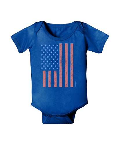 Red and Blue Stamp Style American Flag - Distressed Baby Bodysuit Dark by TooLoud-Baby Romper-TooLoud-Royal-Blue-06-Months-Davson Sales