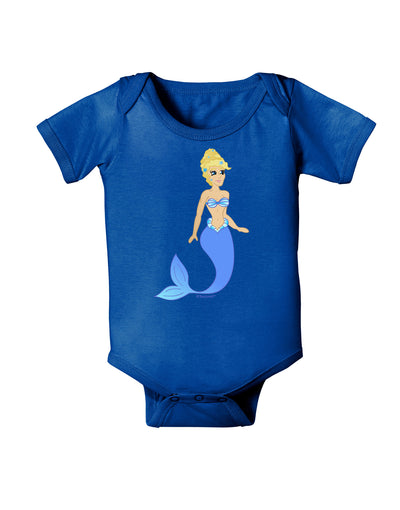 Mermaid Design - Blue Baby Bodysuit Dark-Baby Romper-TooLoud-Royal-Blue-06-Months-Davson Sales