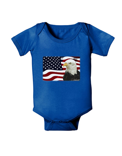 Patriotic USA Flag with Bald Eagle Baby Bodysuit Dark by TooLoud-Baby Romper-TooLoud-Royal-Blue-06-Months-Davson Sales