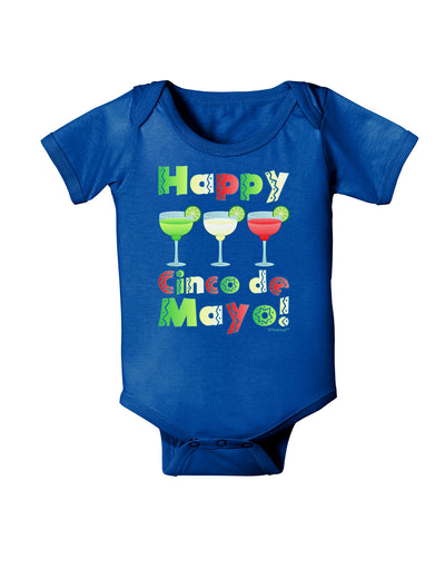 Margaritas - Mexican Flag Colors - Happy Cinco de Mayo Baby Bodysuit Dark by TooLoud-Baby Romper-TooLoud-Royal-Blue-06-Months-Davson Sales