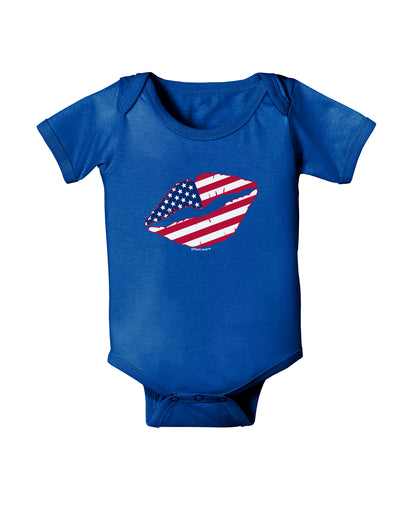 American Flag Lipstick Baby Bodysuit Dark-Baby Romper-TooLoud-Royal-Blue-06-Months-Davson Sales