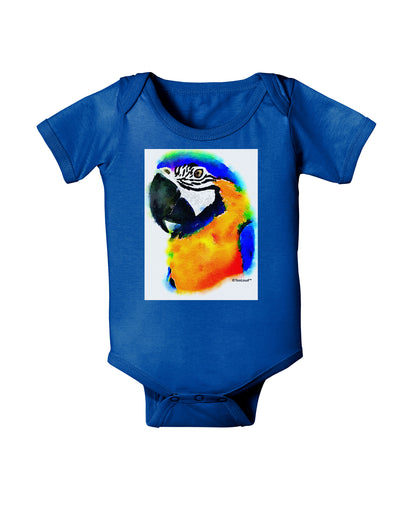 Brightly Colored Parrot Watercolor Baby Bodysuit Dark-Baby Romper-TooLoud-Royal-Blue-06-Months-Davson Sales