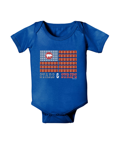 American Bacon Flag - Stars and Strips Baby Bodysuit Dark-Baby Romper-TooLoud-Royal-Blue-06-Months-Davson Sales