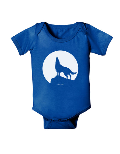 Wolf Howling at the Moon - Design #1 Baby Bodysuit Dark by TooLoud-Baby Romper-TooLoud-Royal-Blue-06-Months-Davson Sales