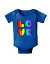 Rainbow LOVE Text Baby Bodysuit Dark by TooLoud-Baby Romper-TooLoud-Royal-Blue-06-Months-Davson Sales