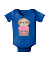 Cute Valentine Sloth Holding Heart Baby Bodysuit Dark by TooLoud-Baby Romper-TooLoud-Royal-Blue-06-Months-Davson Sales