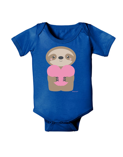 Cute Valentine Sloth Holding Heart Baby Bodysuit Dark by TooLoud-Baby Romper-TooLoud-Royal-Blue-06-Months-Davson Sales